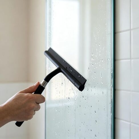 Black Telescopic Shower Squeegee for Glass Doors, Tile Shower Walls. Comes with Suction Hook, Great for Shower Glass in Saudi Arabia