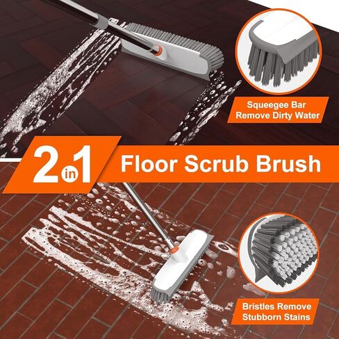 BITOPE Deck Scrub Brush with Long Handle, Heavy Duty Floor Cleaning Brush Scrubber with Stiff Bristle for Concrete Tile Patio Garage Bathroom in Saudi Arabia