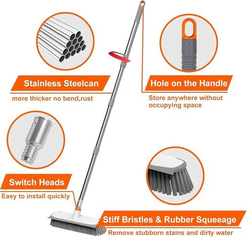 BITOPE Deck Scrub Brush with Long Handle, Heavy Duty Floor Cleaning Brush Scrubber with Stiff Bristle for Concrete Tile Patio Garage Bathroom in Saudi Arabia