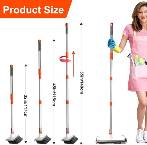 BITOPE Deck Scrub Brush with Long Handle, Heavy Duty Floor Cleaning Brush Scrubber with Stiff Bristle for Concrete Tile Patio Garage Bathroom in Saudi Arabia