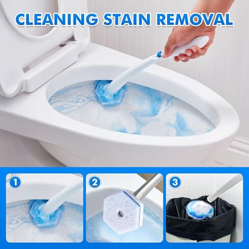 40 Count Disposable Toilet Brush Refills - Compatible with Most Toilet Brushes, Easy Cleaning Toilet Bowl Sponge Wand Heads in Saudi Arabia