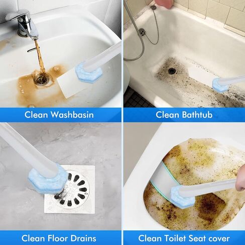 40 Count Disposable Toilet Brush Refills - Compatible with Most Toilet Brushes, Easy Cleaning Toilet Bowl Sponge Wand Heads in Saudi Arabia
