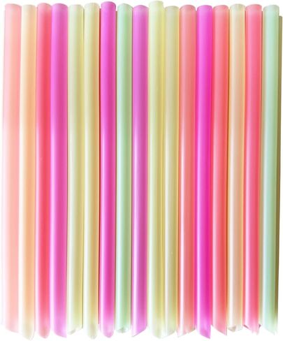 YAOSHENG [100 counts] Multicolor Drinking Straws, Jumbo Smoothie Straws, Boba Straws, Disposable Drinking straws (0.43'' wide × 9.06" long) in Saudi Arabia