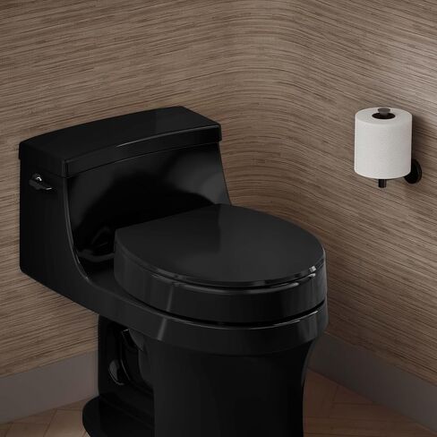 KOHLER 25876-7 Hyten® مقعد مرحاض أمامي مستدير Quiet-Close™ مرتفع، أسود أسود in Kuwait