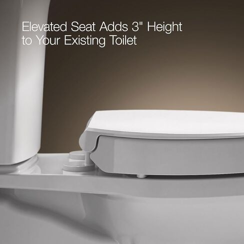 KOHLER 25876-7 Hyten® مقعد مرحاض أمامي مستدير Quiet-Close™ مرتفع، أسود أسود in Kuwait