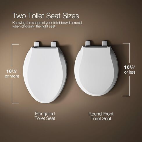 KOHLER 25876-7 Hyten® مقعد مرحاض أمامي مستدير Quiet-Close™ مرتفع، أسود أسود in Kuwait