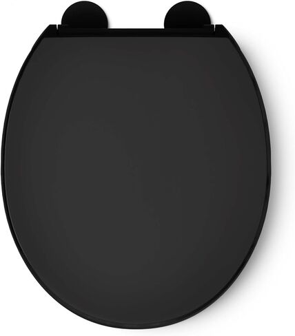 KOHLER 25876-7 Hyten® مقعد مرحاض أمامي مستدير Quiet-Close™ مرتفع، أسود أسود in Kuwait