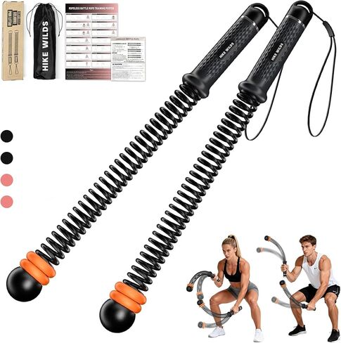 Ropeless Battle Ropes for Home Gym,Adjustable Weighted Cordless Battle Rope with Storage Bag,Portable Workout Equipment for Low-Impact Exercise,Strength & HIIT,for Men & Women(Adjustable-Pink(2pack)) in Saudi Arabia