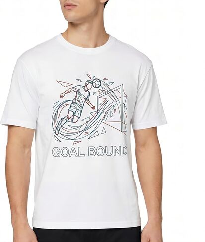 BINOCHE Men's Soccer Graphic T-Shirt, Cotton Short Sleeve Tee, Various Football Goal & 2026 Designs in Saudi Arabia