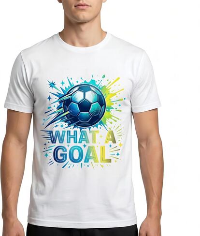 BINOCHE Men's Soccer Graphic T-Shirt, Cotton Short Sleeve Tee, Various Football Goal & 2026 Designs in Saudi Arabia