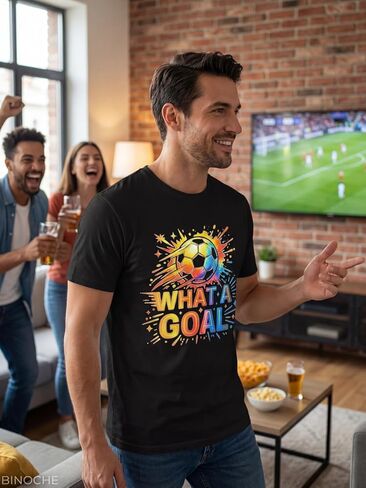 BINOCHE Men's Soccer Graphic T-Shirt, Cotton Short Sleeve Tee, Various Football Goal & 2026 Designs in Saudi Arabia