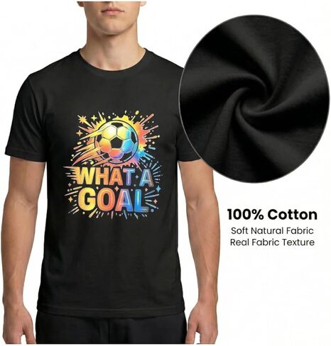 BINOCHE Men's Soccer Graphic T-Shirt, Cotton Short Sleeve Tee, Various Football Goal & 2026 Designs in Saudi Arabia
