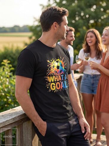 BINOCHE Men's Soccer Graphic T-Shirt, Cotton Short Sleeve Tee, Various Football Goal & 2026 Designs in Saudi Arabia