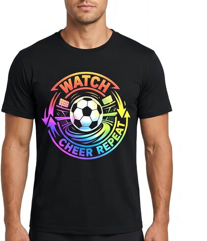 BINOCHE Men's Soccer Graphic T-Shirt, Cotton Short Sleeve Tee, Various Football Goal & 2026 Designs in Saudi Arabia