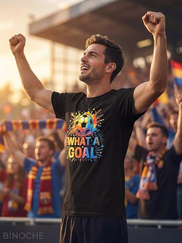 BINOCHE Men's Soccer Graphic T-Shirt, Cotton Short Sleeve Tee, Various Football Goal & 2026 Designs in Saudi Arabia