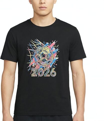 BINOCHE Men's Soccer Graphic T-Shirt, Cotton Short Sleeve Tee, Various Football Goal & 2026 Designs in Saudi Arabia