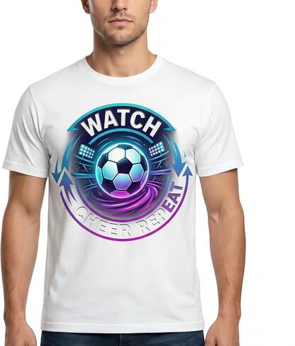 BINOCHE Men's Soccer Graphic T-Shirt, Cotton Short Sleeve Tee, Various Football Goal & 2026 Designs in Saudi Arabia