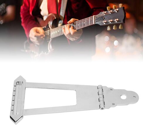 6 String Guitar Trapeze Tailpiece Bridge, 6 String Trapeze Tailpiece for Jazz Archtop Electric Guitar Replacement, Round Head Ni Plated Alloy Jazz Archtop Guitar Bridge(#2) in Saudi Arabia