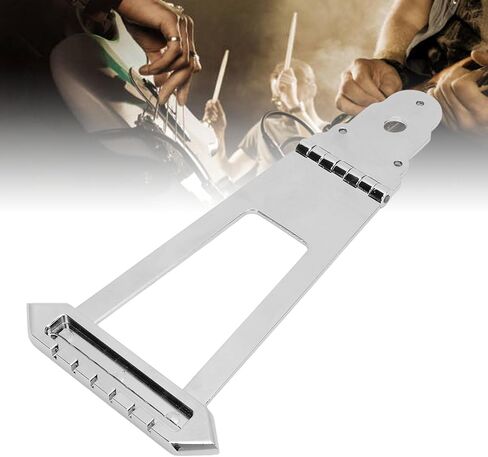6 String Guitar Trapeze Tailpiece Bridge, 6 String Trapeze Tailpiece for Jazz Archtop Electric Guitar Replacement, Round Head Ni Plated Alloy Jazz Archtop Guitar Bridge(#2) in Saudi Arabia
