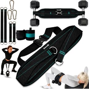 Hip Thrust Belt for Women & Men | Heavy-Duty Glute Workout Equipment with Traction Straps, Wristbands, Carabiners & Carry Bag | Supports Dumbbells, Kettlebells & Plates Up to 300-lbs | Home & Gym Training Belt in Saudi Arabia