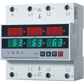 واقي المحرك 100A 63A 3 مراحل Din Rail محدد المرحلة قابل للتعديل فوق وتحت V مرحلات المراقبة الحالية واقي فقدان المرحلة (100A) in Kuwait