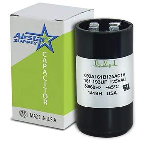 161-193 uF MFD x 125 VAC BMI Start Capacitor # 092A161B125AC1A, Made in The USA in Saudi Arabia