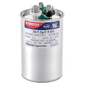 70/7.5uF 70+7.5MFD AC Capacitor 70 7.5 uF MFD 70/7.5MFD 370V or 440V CBB65B Round Dual Run Start A/C Capacitors ±6% 370V/440VAC for Air Conditioner in Kuwait