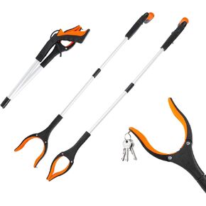 أداة Grabber Reacher، 2 حزمة 32 بوصة قابلة للطي خفيفة الوزن لمخالب القمامة لكبار السن، رأس دوار 360 درجة أداة الوصول إلى الفك العريض للقمامة، عصا الالتقاط (برتقالي) in Kuwait