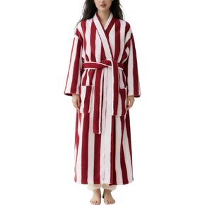 Gihuo Womens Striped Robe Fluffy Long Plush Bathrobes Fuzzy Warm Cozy Thick Oversized Loungewear Maxi Robe in Saudi Arabia
