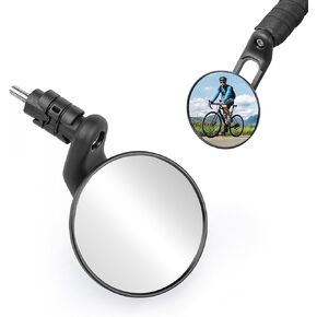 Road Bike Mirror, Drop Handlebar End Mirror, Road Bike Bar Plug Mirror, Convex HD Glass, Safe Bike Rearview Mirror, Fit 22.2mm Bar Ends in Saudi Arabia