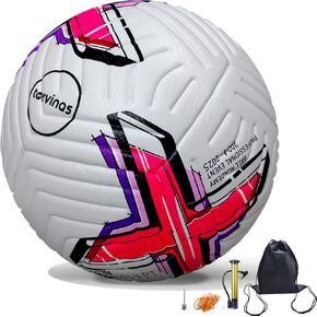 Soccer Ball Size 5 with Pump, Waterproof PU Leather - Professional Training & Official Match Ball, Includes Inflation Needle & Net Storage Bag for Outdoor in Saudi Arabia