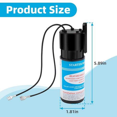 PalpitateC SPP6 طقم البدء الصلب للتتابع/المكثف المتوافق مع ضاغط HVAC، استبدال مكثف البدء الصلب 115 فولت من خلال 288VAC طقم البدء الصلب لـ SPP6/TJ90HS6/AP4502872/DST-6/ERPP6/HS6/HS650/35702 in Kuwait