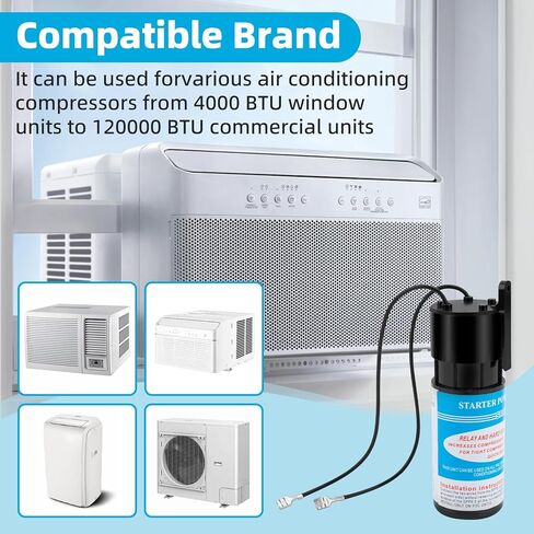 PalpitateC SPP6 طقم البدء الصلب للتتابع/المكثف المتوافق مع ضاغط HVAC، استبدال مكثف البدء الصلب 115 فولت من خلال 288VAC طقم البدء الصلب لـ SPP6/TJ90HS6/AP4502872/DST-6/ERPP6/HS6/HS650/35702 in Kuwait