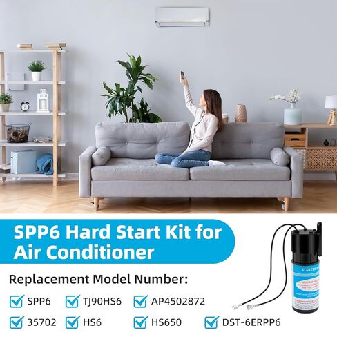 PalpitateC SPP6 طقم البدء الصلب للتتابع/المكثف المتوافق مع ضاغط HVAC، استبدال مكثف البدء الصلب 115 فولت من خلال 288VAC طقم البدء الصلب لـ SPP6/TJ90HS6/AP4502872/DST-6/ERPP6/HS6/HS650/35702 in Kuwait