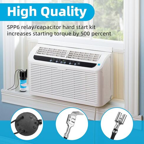 PalpitateC SPP6 طقم البدء الصلب للتتابع/المكثف المتوافق مع ضاغط HVAC، استبدال مكثف البدء الصلب 115 فولت من خلال 288VAC طقم البدء الصلب لـ SPP6/TJ90HS6/AP4502872/DST-6/ERPP6/HS6/HS650/35702 in Kuwait