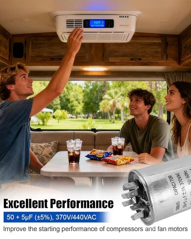 3313107.018 مكثف مناسب لمكيف الهواء Dometic RV، 50+5 فائق التوهج+5%، 370VAC CBB65/CBB65A، استبدال مكثف البدء 3316995.900 3316348.900 3100248.487، مكثفات تشغيل مكيف الهواء in Kuwait