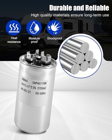 3313107.018 مكثف مناسب لمكيف الهواء Dometic RV، 50+5 فائق التوهج+5%، 370VAC CBB65/CBB65A، استبدال مكثف البدء 3316995.900 3316348.900 3100248.487، مكثفات تشغيل مكيف الهواء in Kuwait