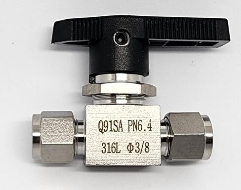 Stainless Steel Ball Valve, 3/8", 316 SS, 1000 PSI. Swagelok Compatible SS43GS6, Parker Compatible 6A-MB6L-PFA-SSP. 3/8" Valve. in Saudi Arabia