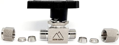 Stainless Steel Ball Valve, 3/8", 316 SS, 1000 PSI. Swagelok Compatible SS43GS6, Parker Compatible 6A-MB6L-PFA-SSP. 3/8" Valve. in Saudi Arabia