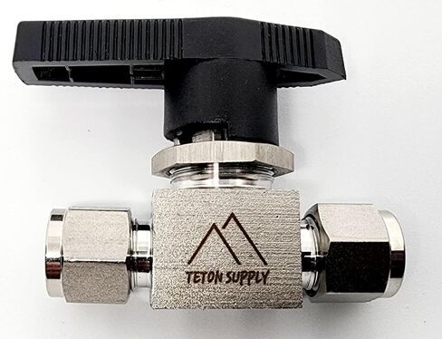 Stainless Steel Ball Valve, 3/8", 316 SS, 1000 PSI. Swagelok Compatible SS43GS6, Parker Compatible 6A-MB6L-PFA-SSP. 3/8" Valve. in Saudi Arabia
