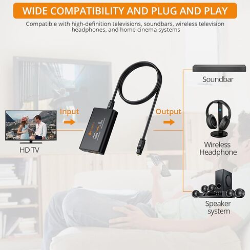 Neoteck ARC/eARC Audio Extractor, HDMI ACR Audio to Optical Extractor with Supports PCM 2.0, Dolby 5.1, DTS 5.1, 24bit/192kHz, Plug and Play, Suitable for TV, Home Cinema & Legacy Audio Systems in Saudi Arabia