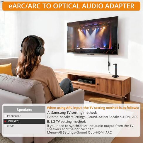 Neoteck ARC/eARC Audio Extractor, HDMI ACR Audio to Optical Extractor with Supports PCM 2.0, Dolby 5.1, DTS 5.1, 24bit/192kHz, Plug and Play, Suitable for TV, Home Cinema & Legacy Audio Systems in Saudi Arabia