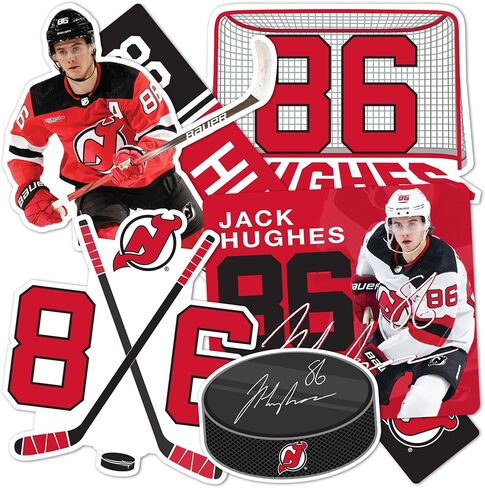 Desert Cactus New Jersey Devils Sticker NJ Devils Team NHL National Hockey League Player Vinyl Decal Laptop Water Bottle Car Scrapbook (Type P2 - Jack Hughes) in Saudi Arabia
