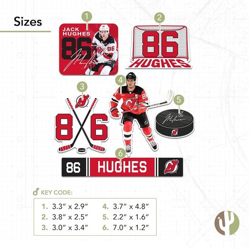 Desert Cactus New Jersey Devils Sticker NJ Devils Team NHL National Hockey League Player Vinyl Decal Laptop Water Bottle Car Scrapbook (Type P2 - Jack Hughes) in Saudi Arabia