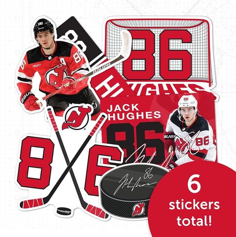 Desert Cactus New Jersey Devils Sticker NJ Devils Team NHL National Hockey League Player Vinyl Decal Laptop Water Bottle Car Scrapbook (Type P2 - Jack Hughes) in Saudi Arabia