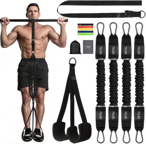 Pull Up Assistance Bands, Heavy Duty Resistance Bands for Pull Up Bar, 75-300lbs Adjustable Assist Bands with 5 Loop Bands & Cooling Towel, Home Gym Fitness for Men Women in Saudi Arabia