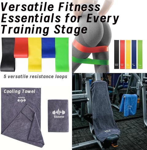 Pull Up Assistance Bands, Heavy Duty Resistance Bands for Pull Up Bar, 75-300lbs Adjustable Assist Bands with 5 Loop Bands & Cooling Towel, Home Gym Fitness for Men Women in Saudi Arabia