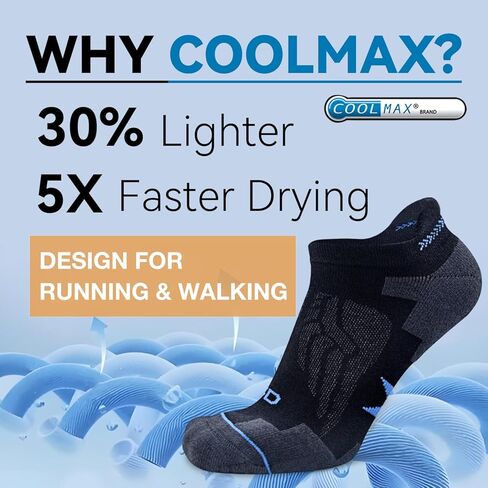 Socks Daze Men's Women's Ankle Coolmax Running Walking Socks Low Cut Moisture Wicking Cushioned Athletic Socks 4 Pack in Kuwait