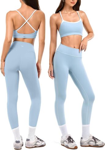 2 Piece Workout Sets for Women, Camisole Square Neck Tops & Seamless Leggings, Gym Yoga Pilates Outfits in Saudi Arabia