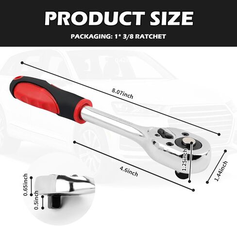 Salior 8 Inch Dual Direction 3/8 Ratchet,Multi-Purpose Socket Wrench Ratchet Wrench for Filter,Spark Plug,Lug Nut Socket,Universal Quick-Release Ratcheting Wrenches Car Accessories in Saudi Arabia